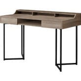 48" Computer Desk in Dark Taupe & Black Metal